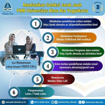 Manfaatkan Seleksi Jarak Jauh PMB Universitas Alma Ata Yogyakarta