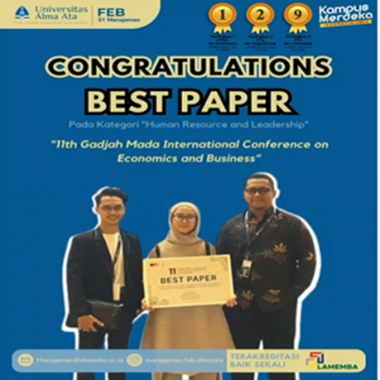 Dosen Prodi Manajemen dan Mahasiswa FEB Universitas Alma Ata Raih Penghargaan Best Paper di Konferensi Internasional Gadjah Mada