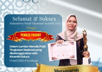 Mahasiswa Ekonomi Syariah UAA Raih Predikat Penulis Favorit di Lomba Puisi Nasional 2025