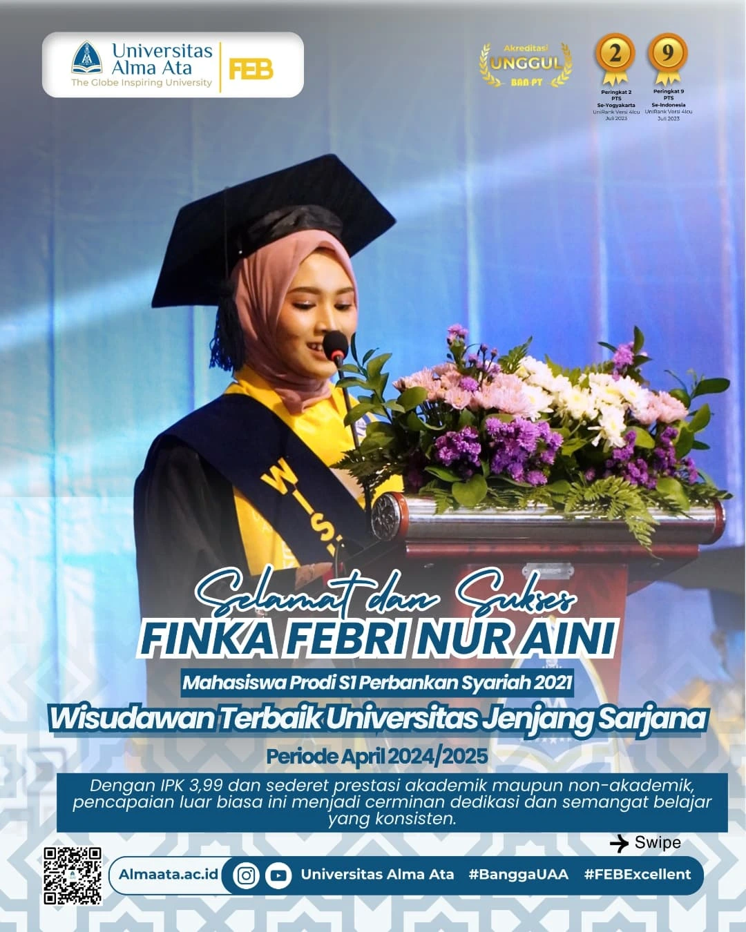 Wisudawan Terbaik Universitas Alma Ata Periode April 2024/2025 